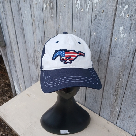 Ford‎ Mustang Red White and Blue Patriotic American Flag Hat Baseball Cap - Picture 2 of 9